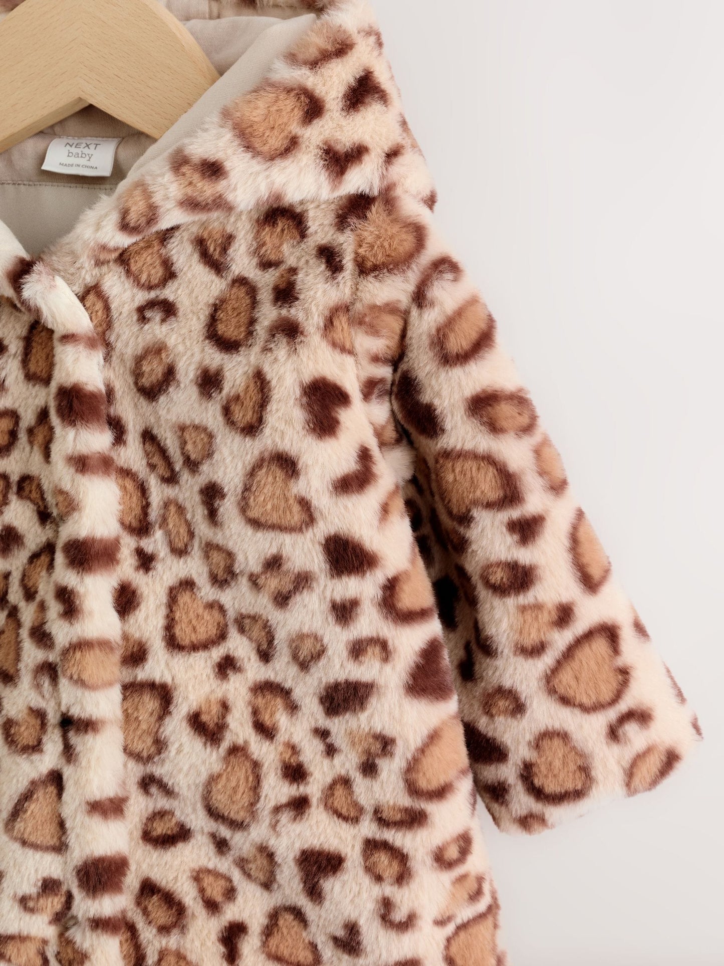 Leopard Print Faux Fur Hooded Baby Jacket (0mths-2yrs)
