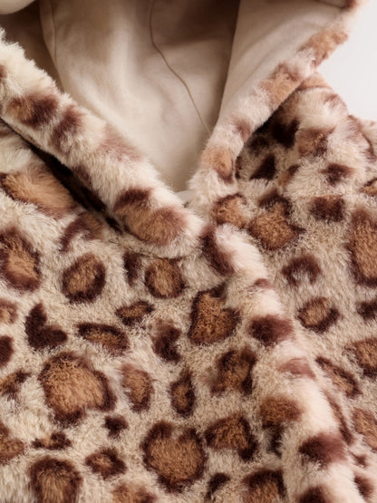 Leopard Print Faux Fur Hooded Baby Jacket (0mths-2yrs)