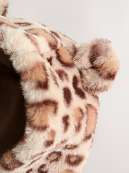 Leopard Print Faux Fur Hooded Baby Jacket (0mths-2yrs)