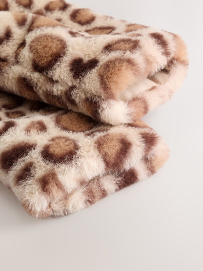 Leopard Print Faux Fur Hooded Baby Jacket (0mths-2yrs)