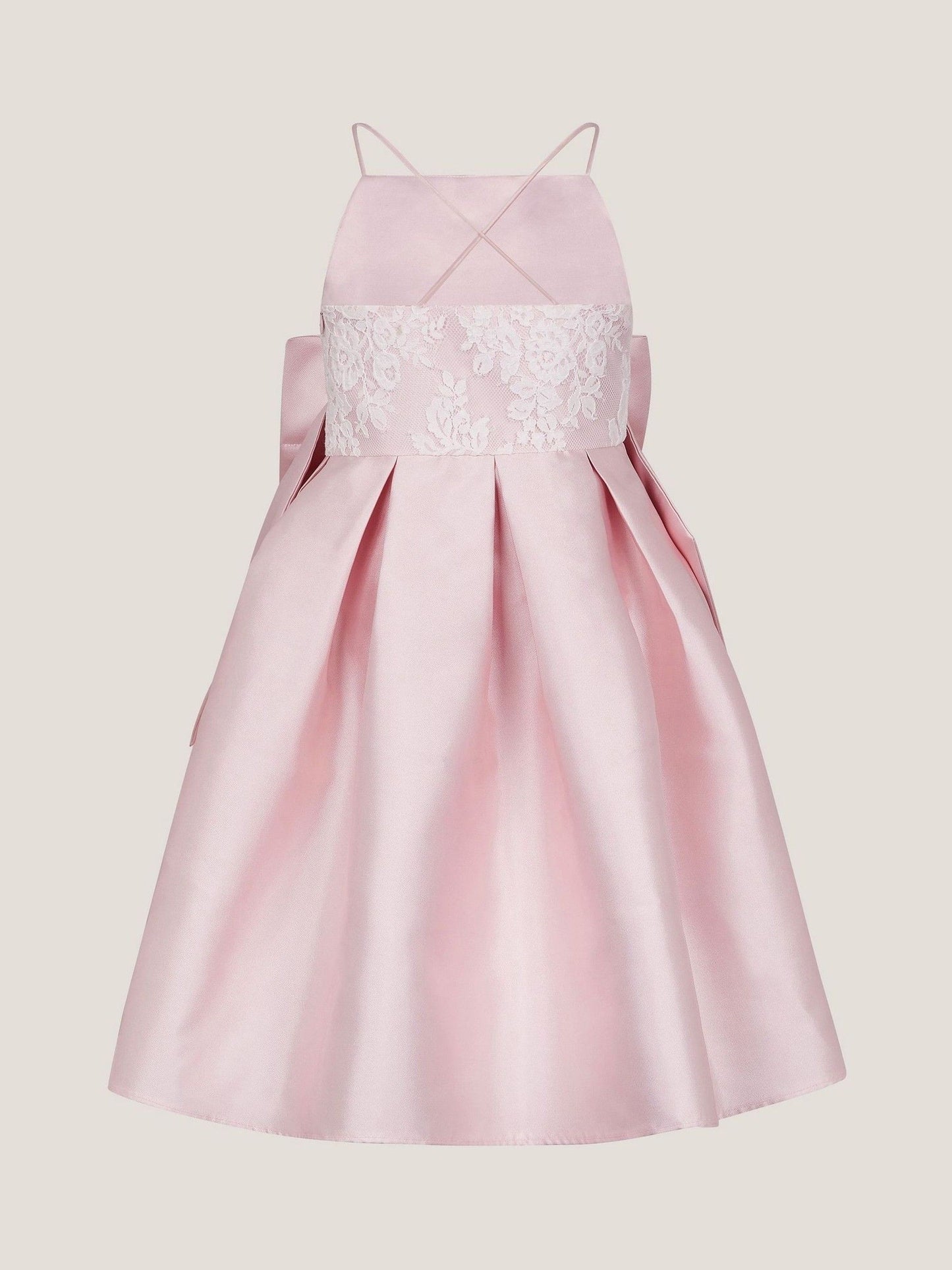 Monsoon Pink Juniper Satin Lace Bow Bridesmaid Dress image 2