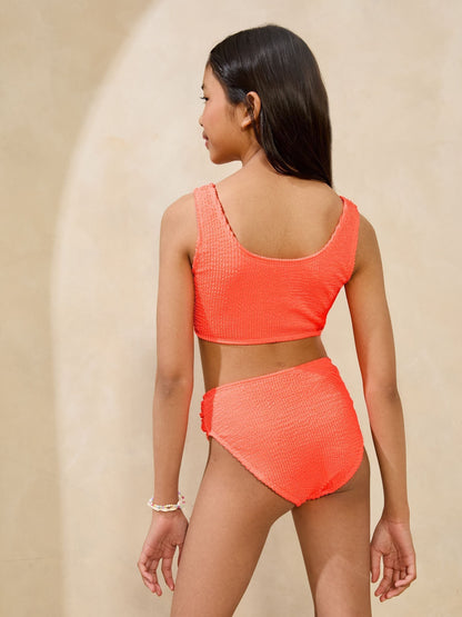 Dsiney Kidz - Lipsy Orange Heart Buckle Scoop Neck Textured Bikini (5-16yrs) image 4