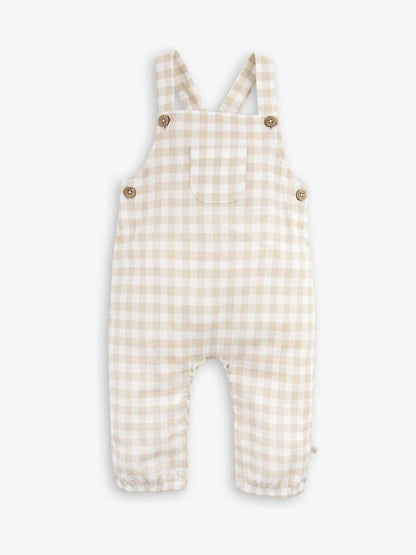 The Little Tailor Natural Woven Dungarees And T-Shirt Set image 5