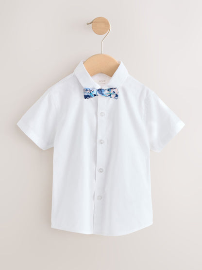 White/Blue Shirt Shorts Braces & Bow Tie Set (3mths-9yrs) image 5