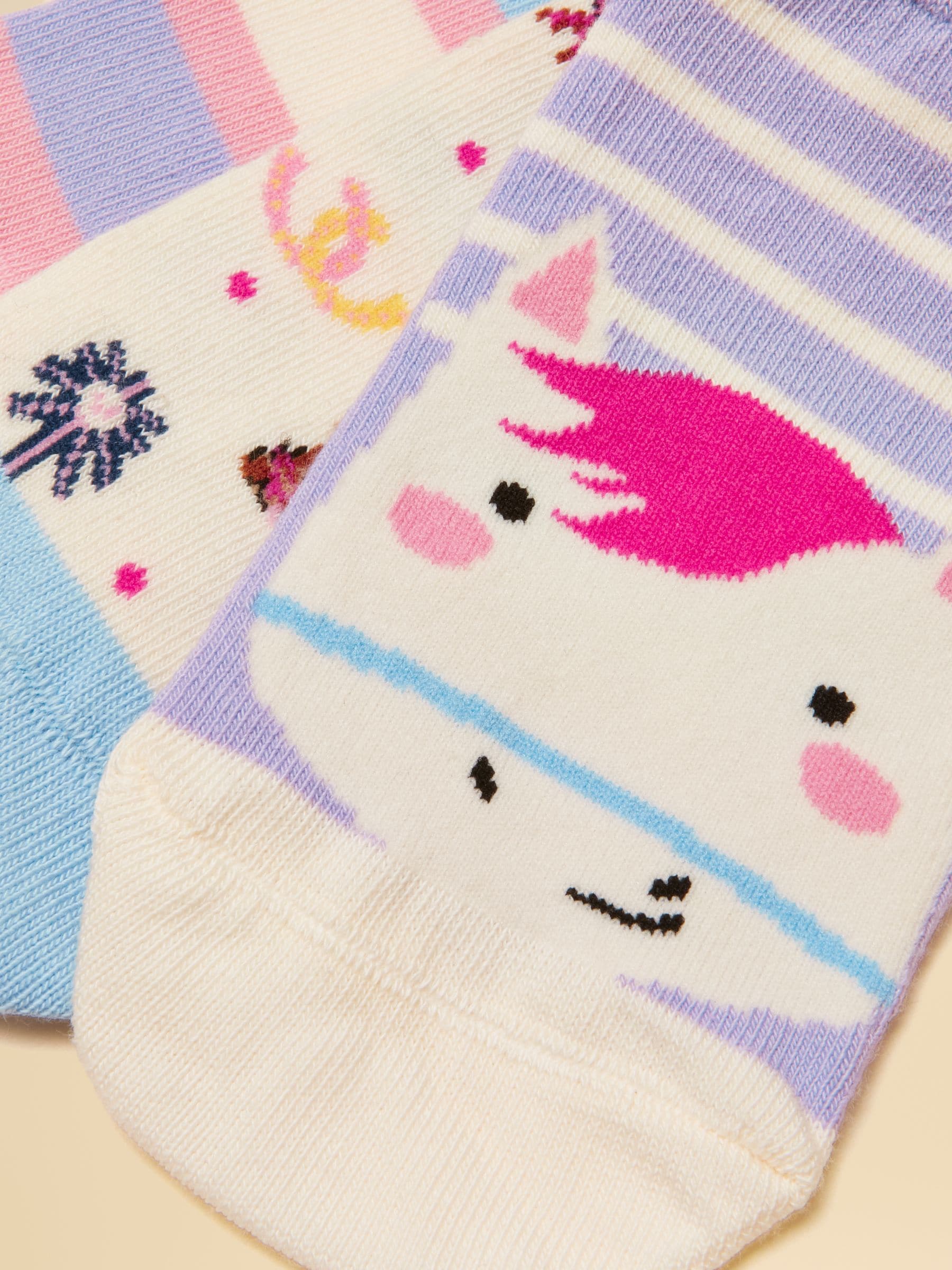 Joules Kids' Rilla Cream & Lilac Horse Printed Socks 3 Pack image 2