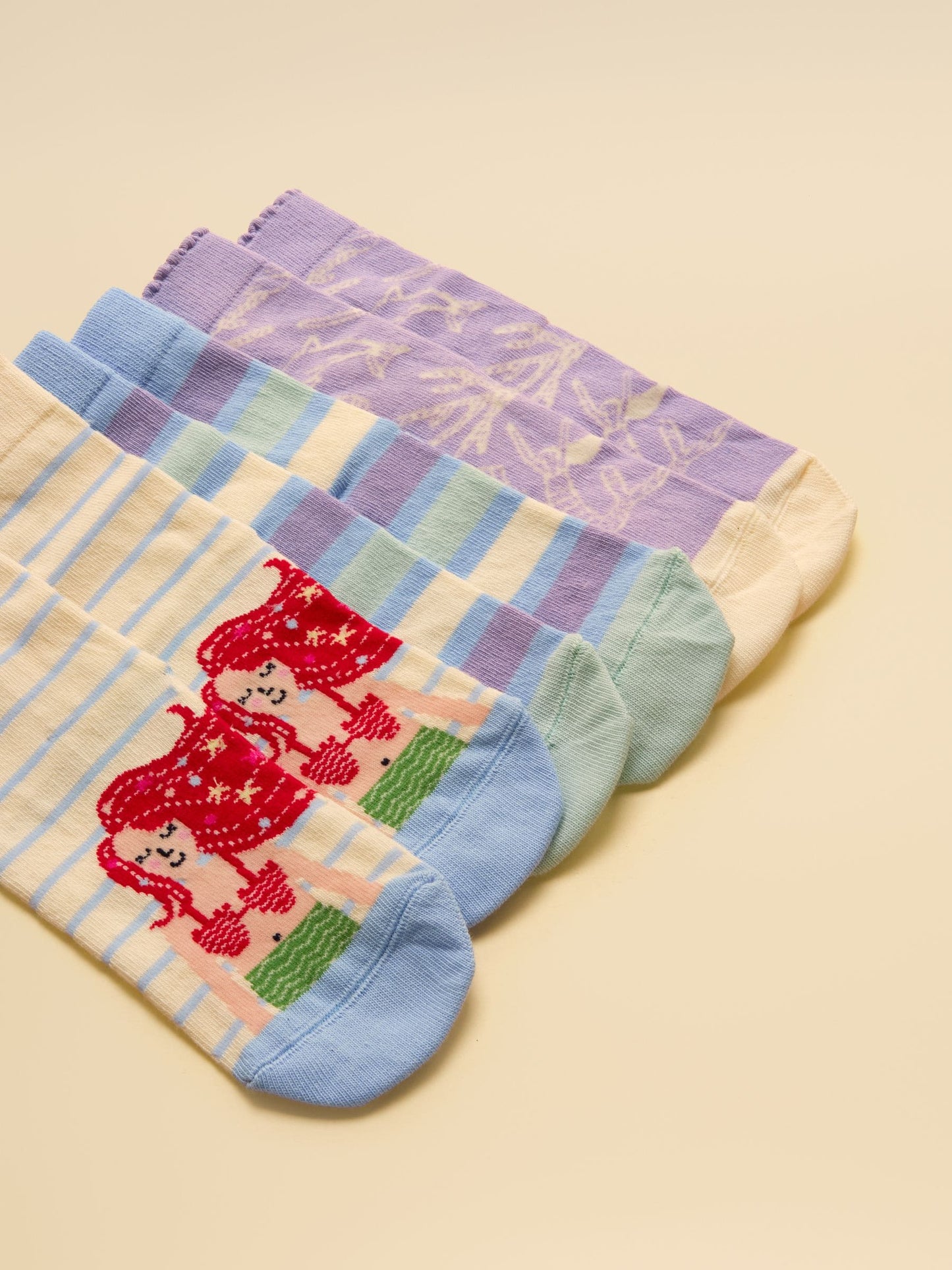 Joules Kid's Neat Feet Blue Mermaid 3 Pack Socks image 2