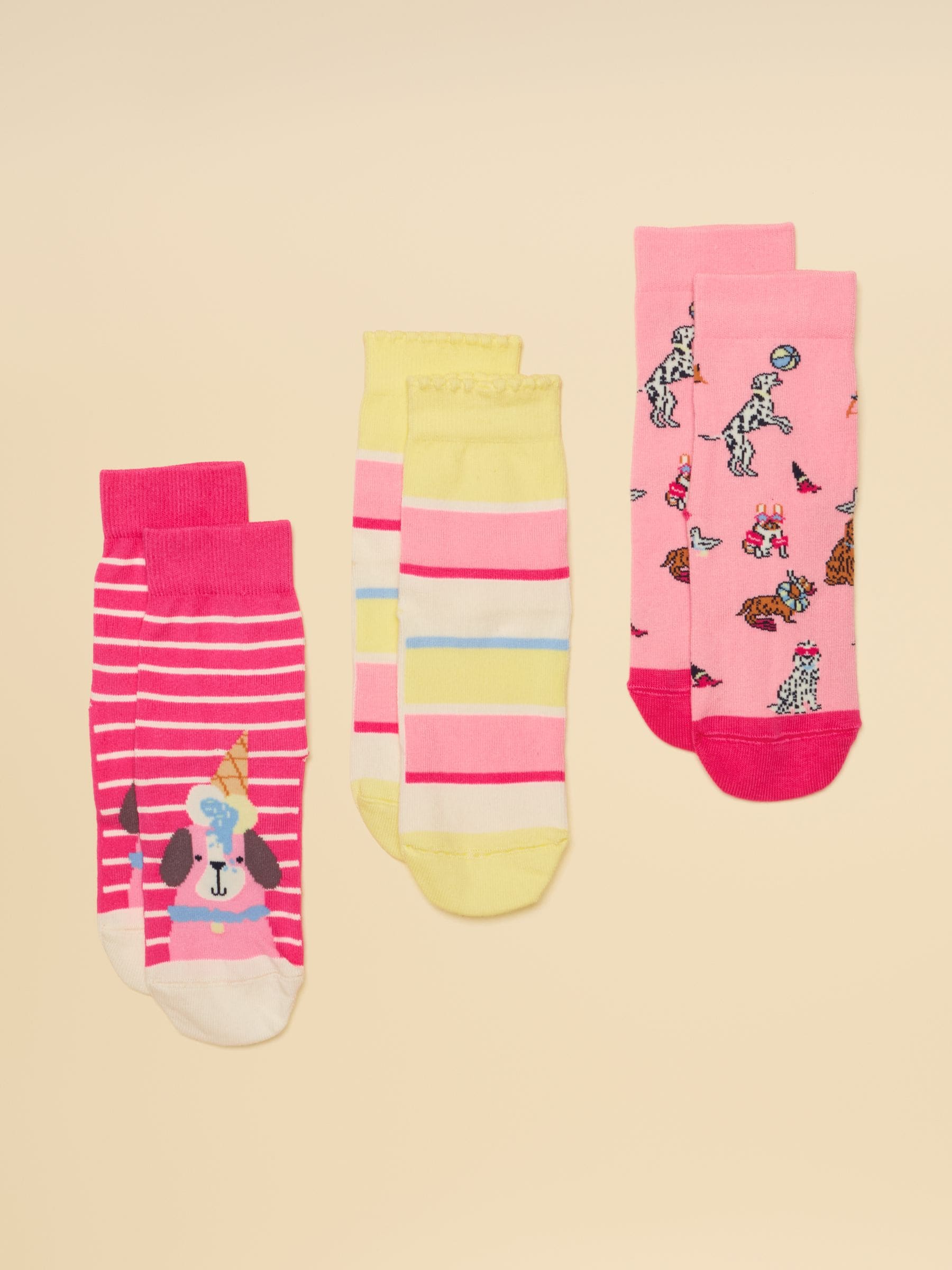 Joules Kid's Neat Feet Pink Dog Cotton Socks 3 Pack image 1