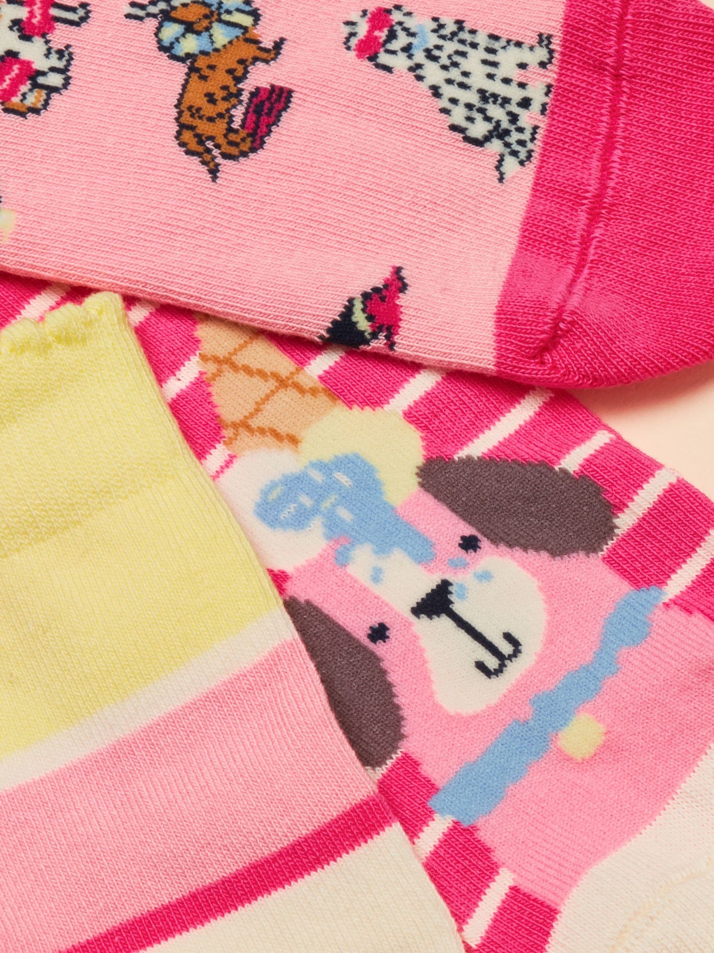 Joules Kid's Neat Feet Pink Dog Cotton Socks 3 Pack image 2