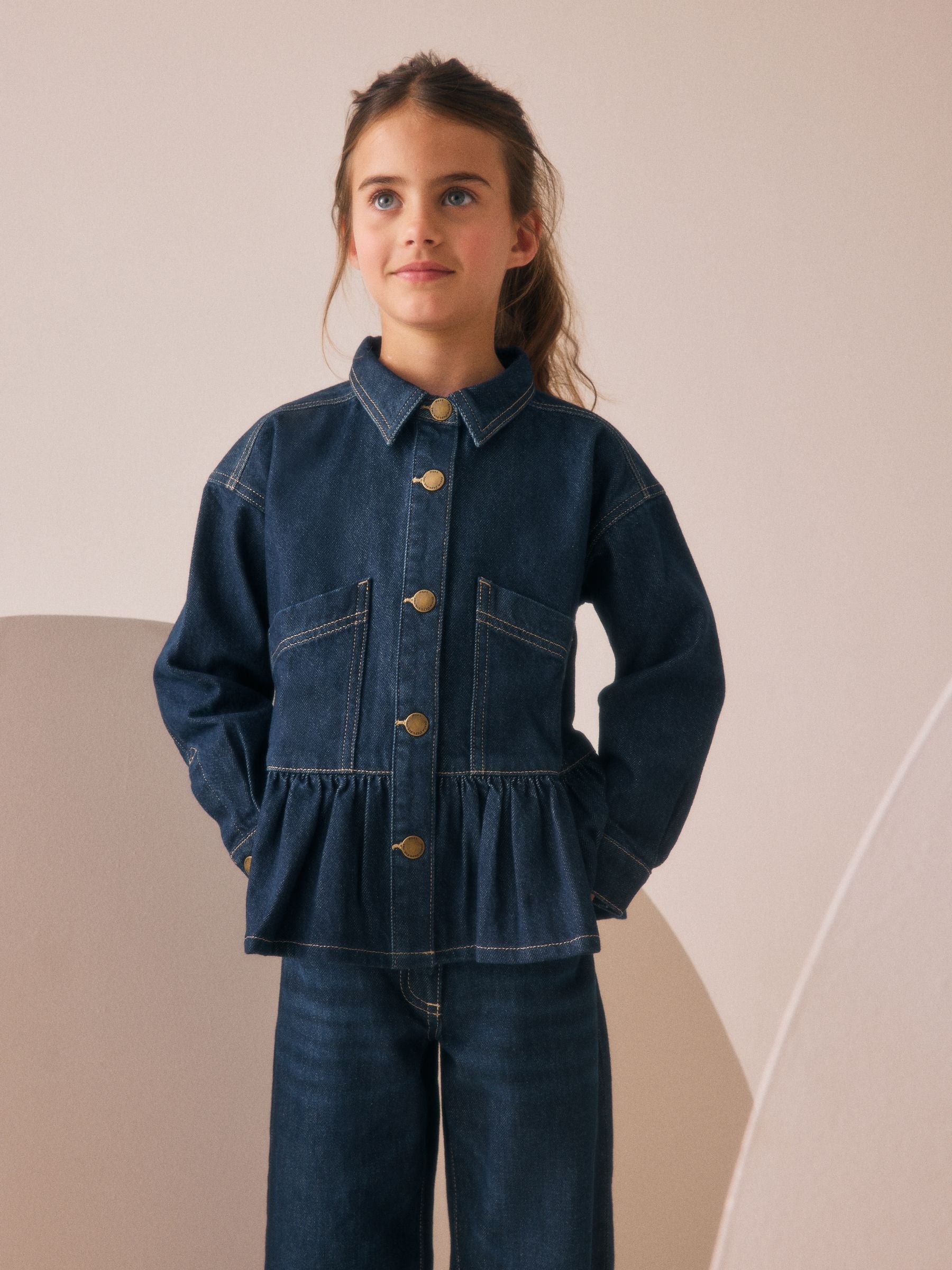 Dsiney Kidz - Indigo Blue Peplum Hem Denim Jacket (3-16yrs) image 1