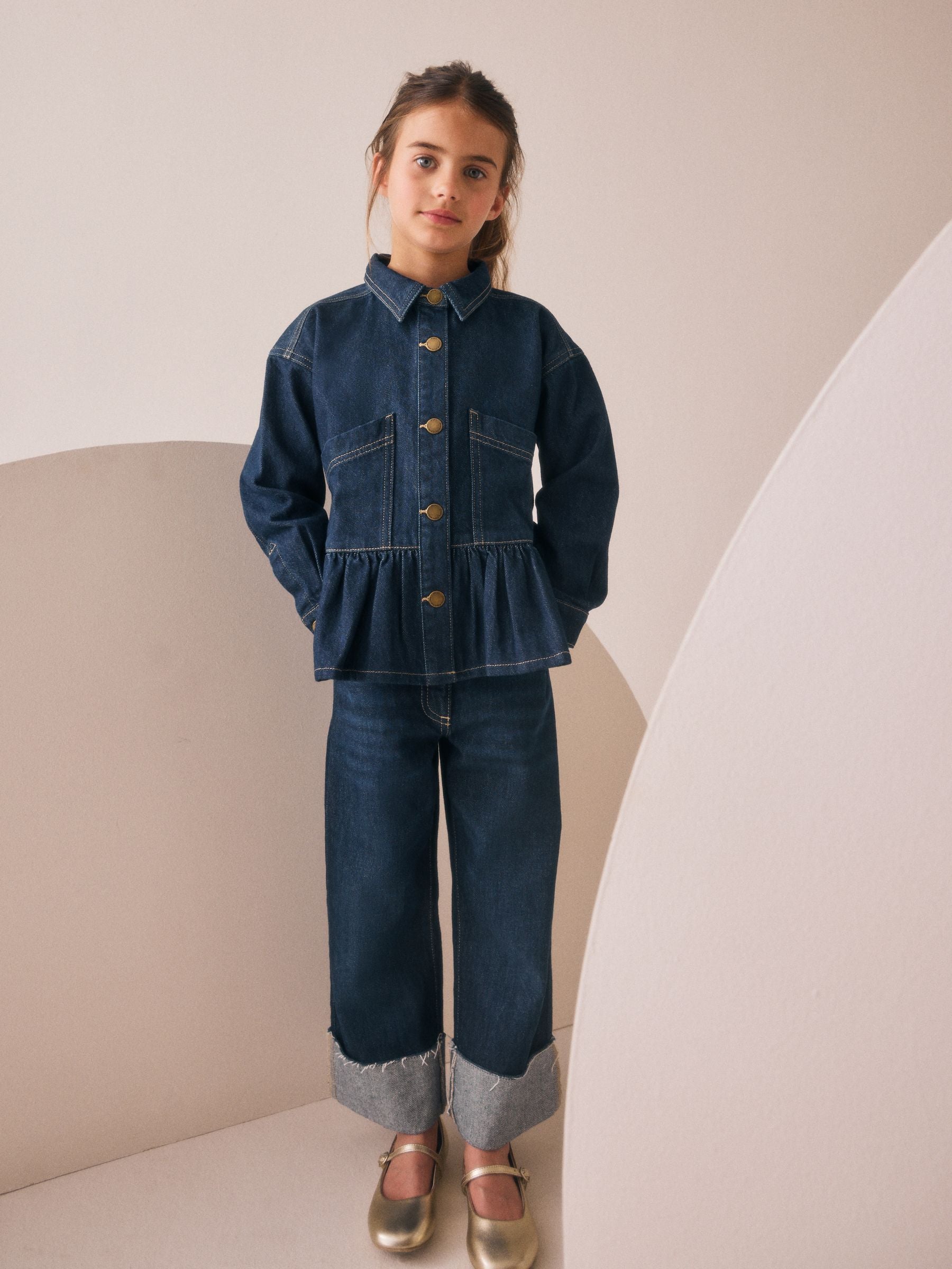 Dsiney Kidz - Indigo Blue Peplum Hem Denim Jacket (3-16yrs) image 2