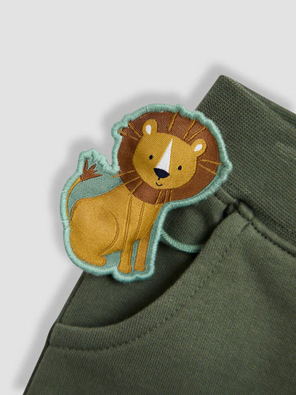 JoJo Maman Bébé Green Safari 2-Piece Appliqué Sweatshirt & Joggers Set