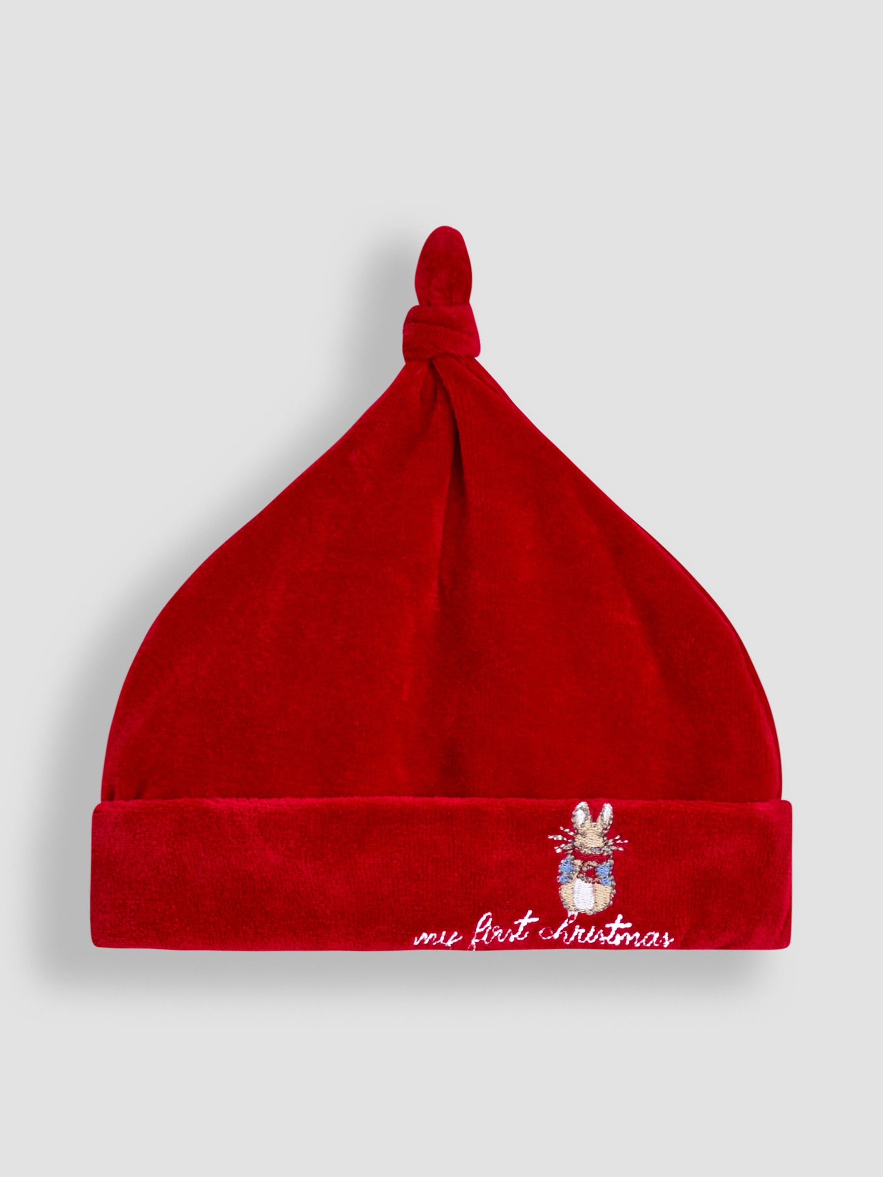Dsiney Kidz - JoJo Maman Bébé Red Peter Rabbit™ My First Christmas Velour Hat image 1