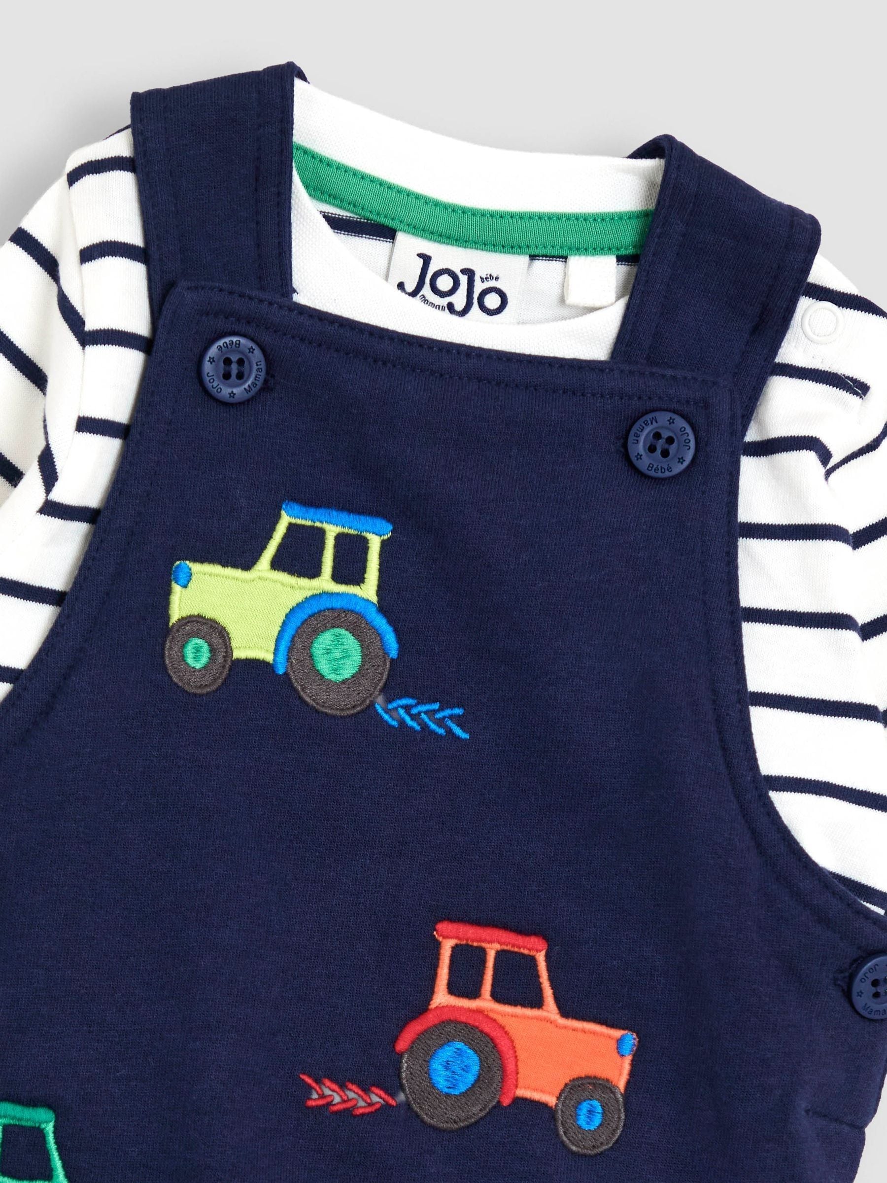 JoJo Maman Bébé Light Blue 2-Piece Applique Dunagreee & Top Set image 2