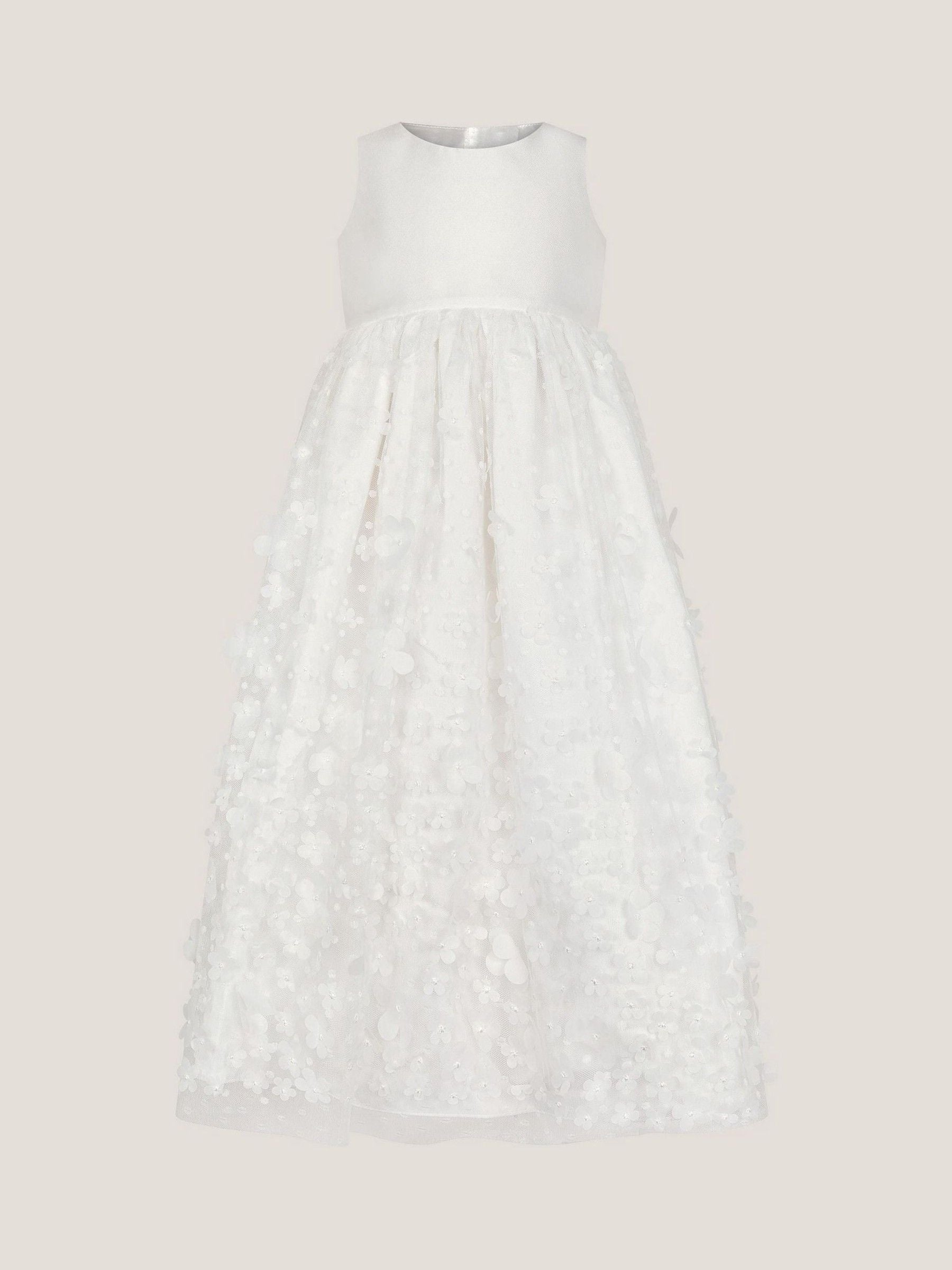 Monsoon White Floral Appliqué Baby Christening Dress image 1