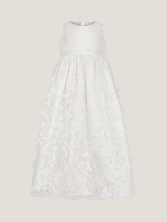 Monsoon White Floral Appliqué Baby Christening Dress image 1