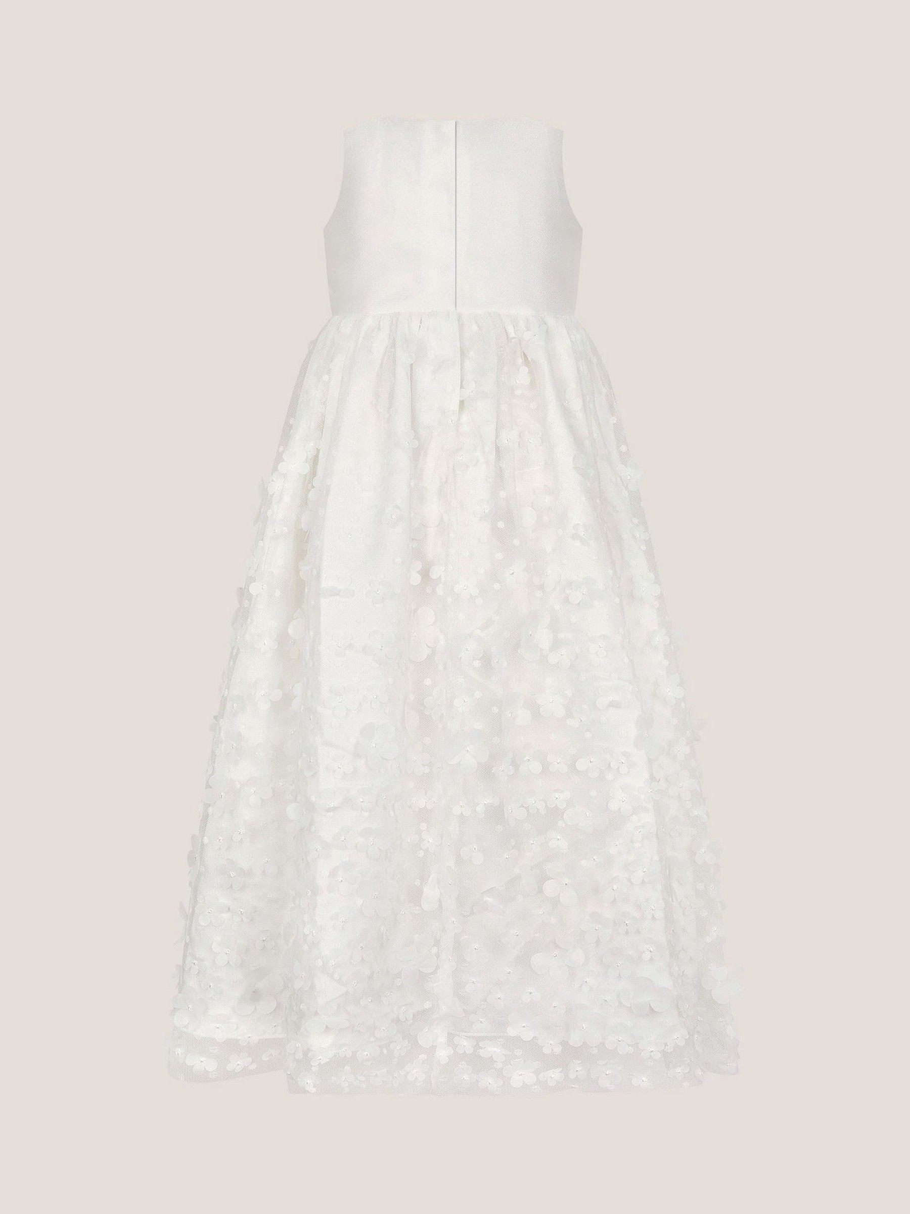 Monsoon White Floral Appliqué Baby Christening Dress image 2
