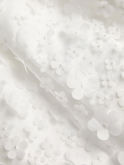 Monsoon White Floral Appliqué Baby Christening Dress image 3