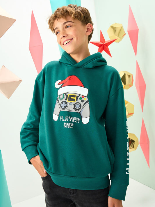 Green Controller Christmas Hoodie (3-16yrs)