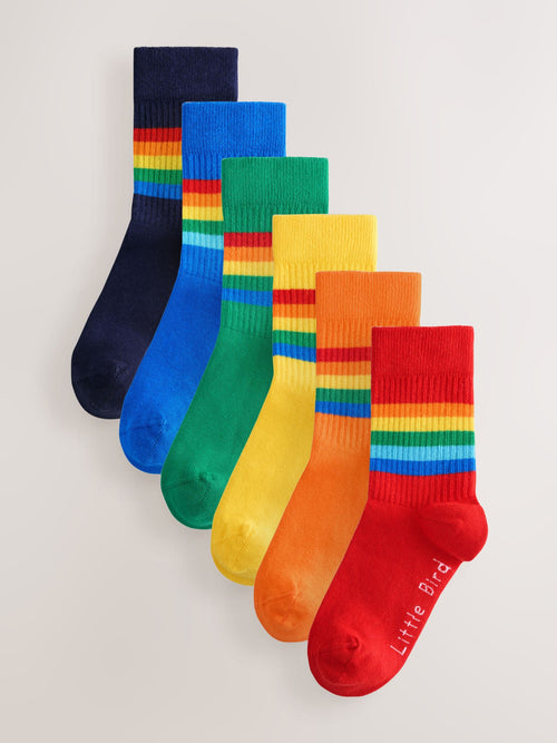 Little Bird by Jools Oliver Bright Rainbow Striped Tube Socks 6 Pack image 1