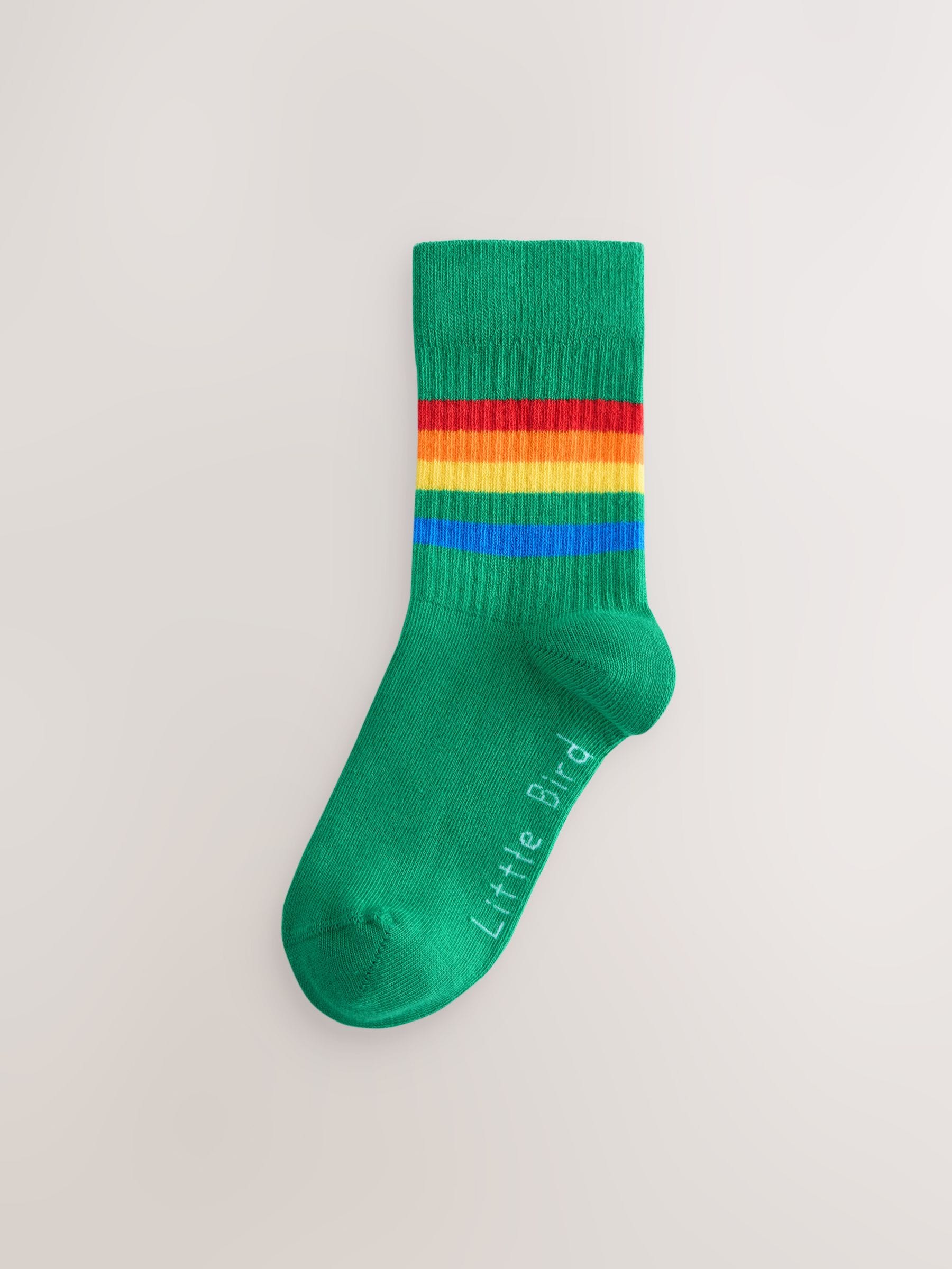 Little Bird by Jools Oliver Bright Rainbow Striped Tube Socks 6 Pack image 5