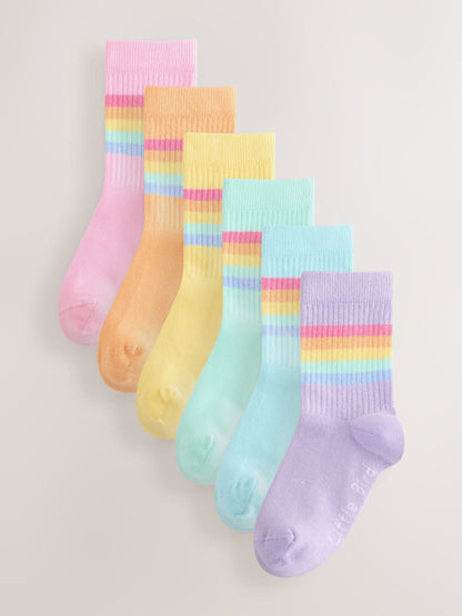 Little Bird by Jools Oliver Pastel Rainbow Striped Tube Socks 6 Pack image 1