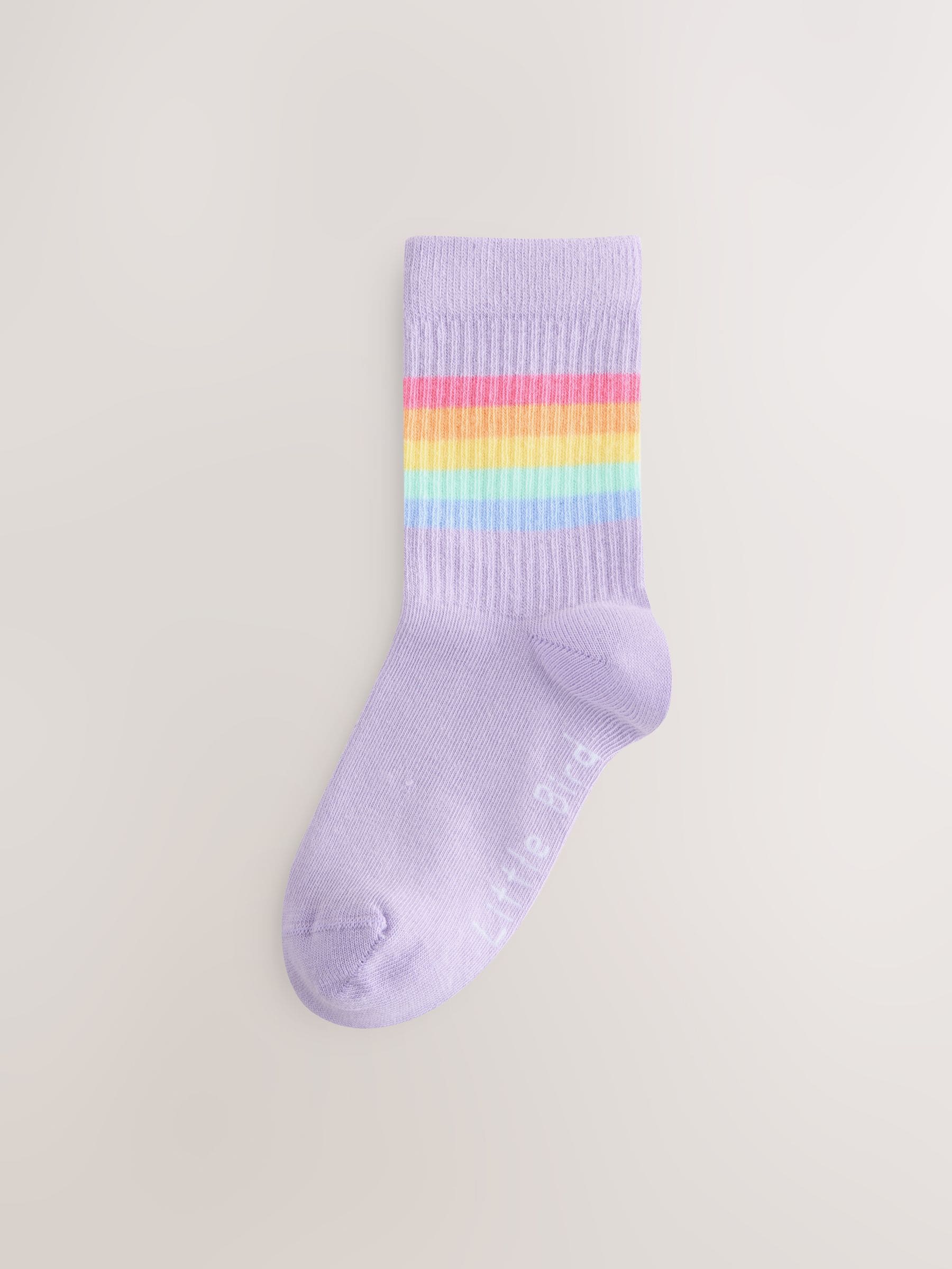 Little Bird by Jools Oliver Pastel Rainbow Striped Tube Socks 6 Pack image 2