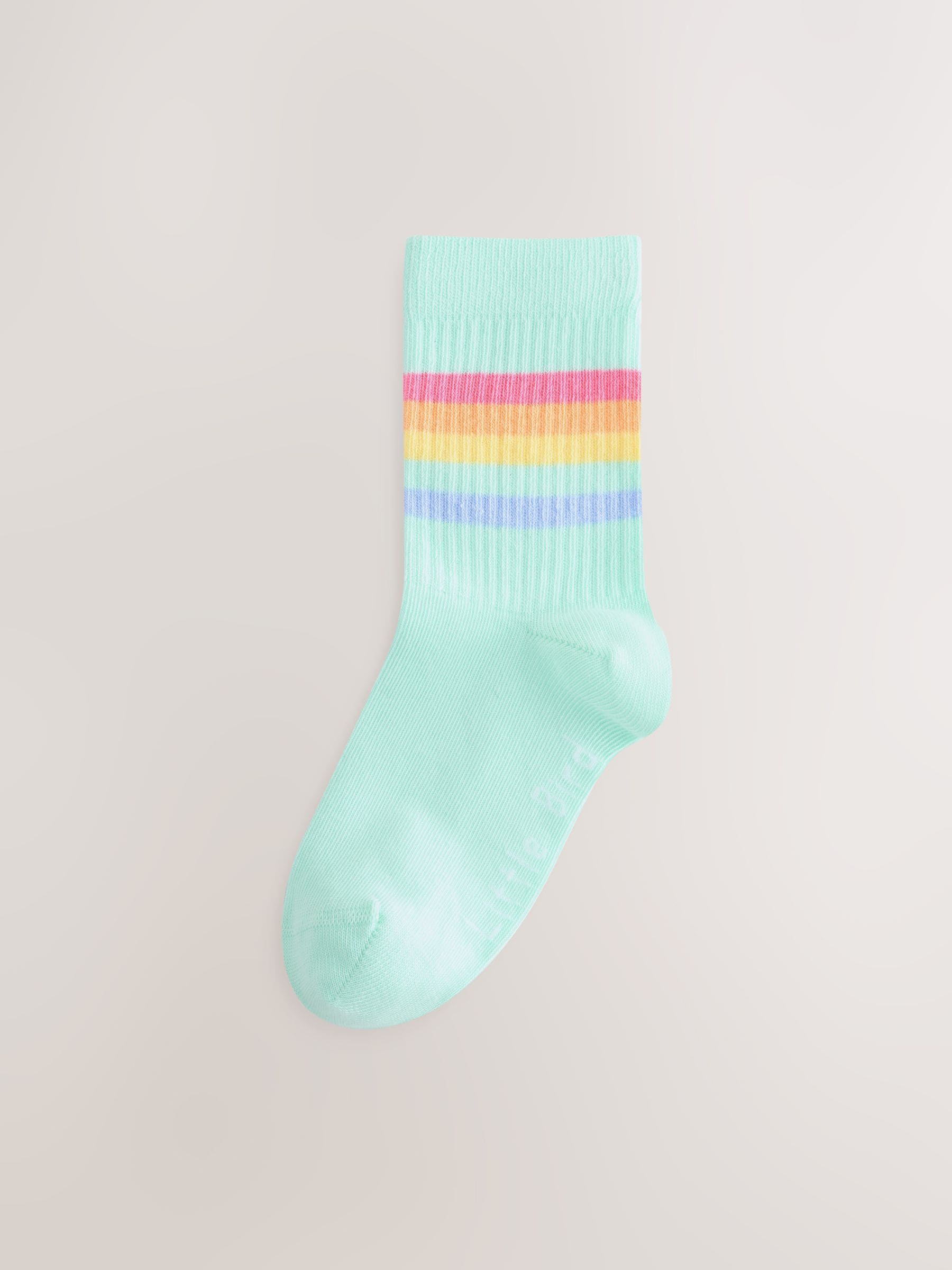 Little Bird by Jools Oliver Pastel Rainbow Striped Tube Socks 6 Pack image 3