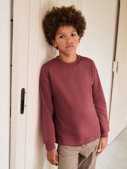Dsiney Kidz - Burgundy Red Relaxed Fit Long Sleeve Heavyweight T-Shirt (3-16yrs) image 1