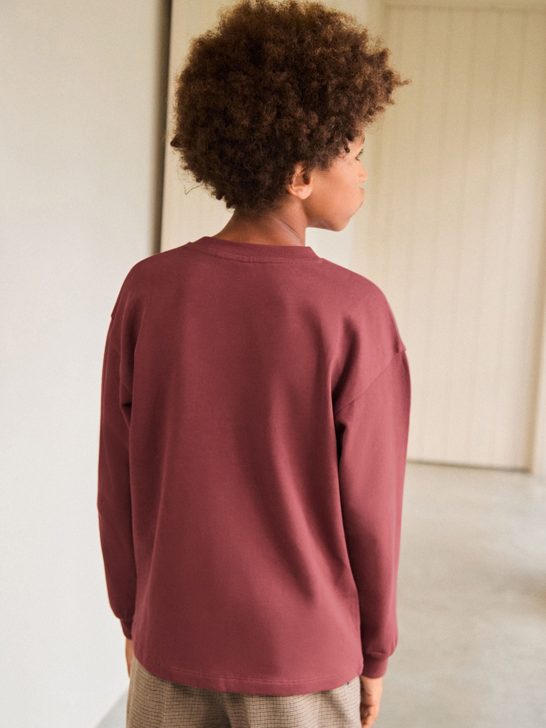 Dsiney Kidz - Burgundy Red Relaxed Fit Long Sleeve Heavyweight T-Shirt (3-16yrs) image 2