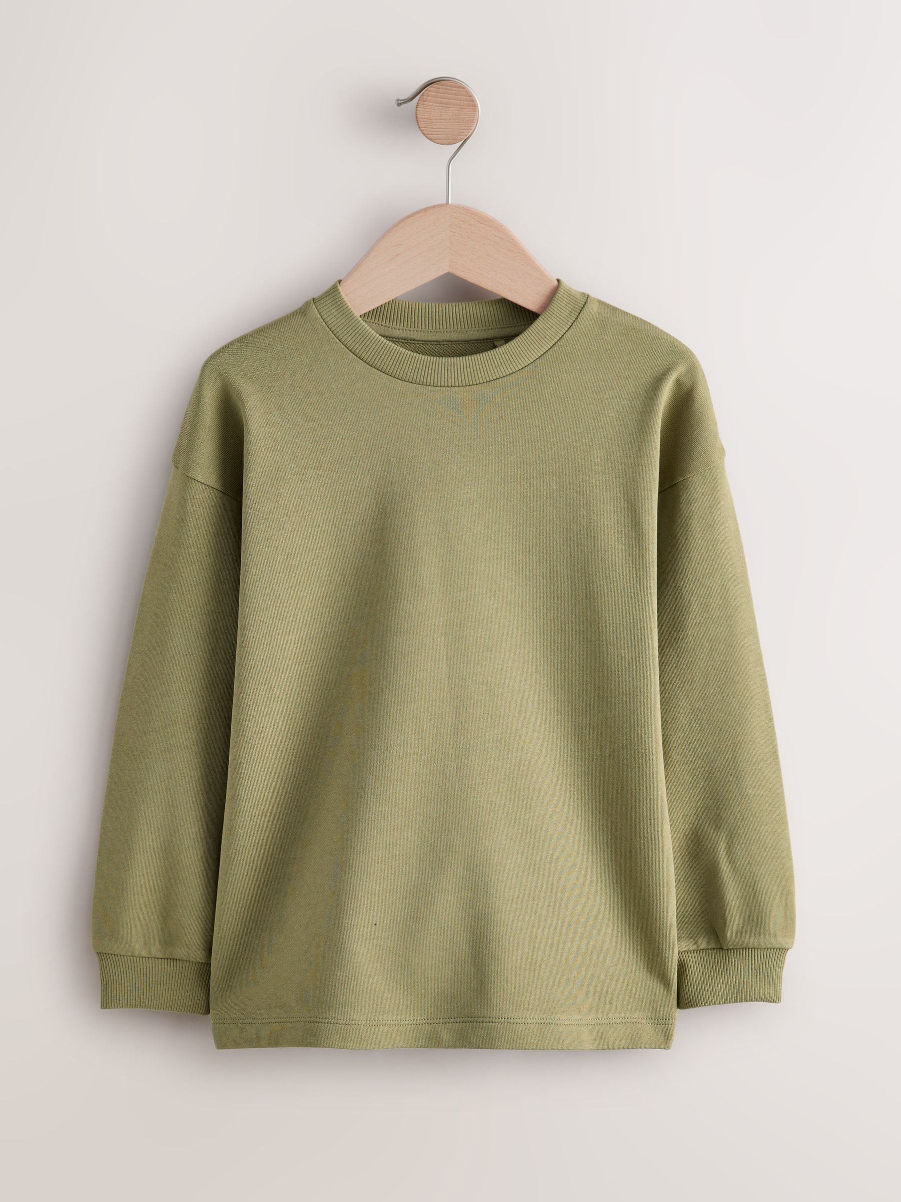 Dsiney Kidz - Khaki Green Relaxed Fit Long Sleeve Heavyweight T-Shirt (3-16yrs) image 1
