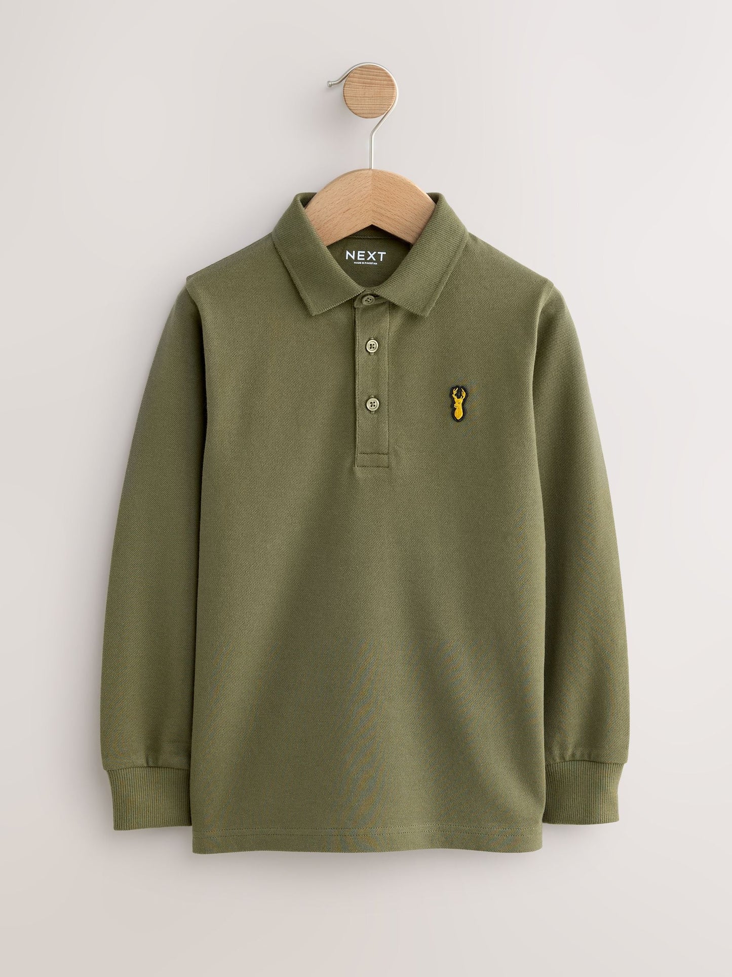 Dsiney Kidz - Khaki/Stone/Tan Long Sleeve Polo Shirts 3 Pack (3-16yrs) image 2