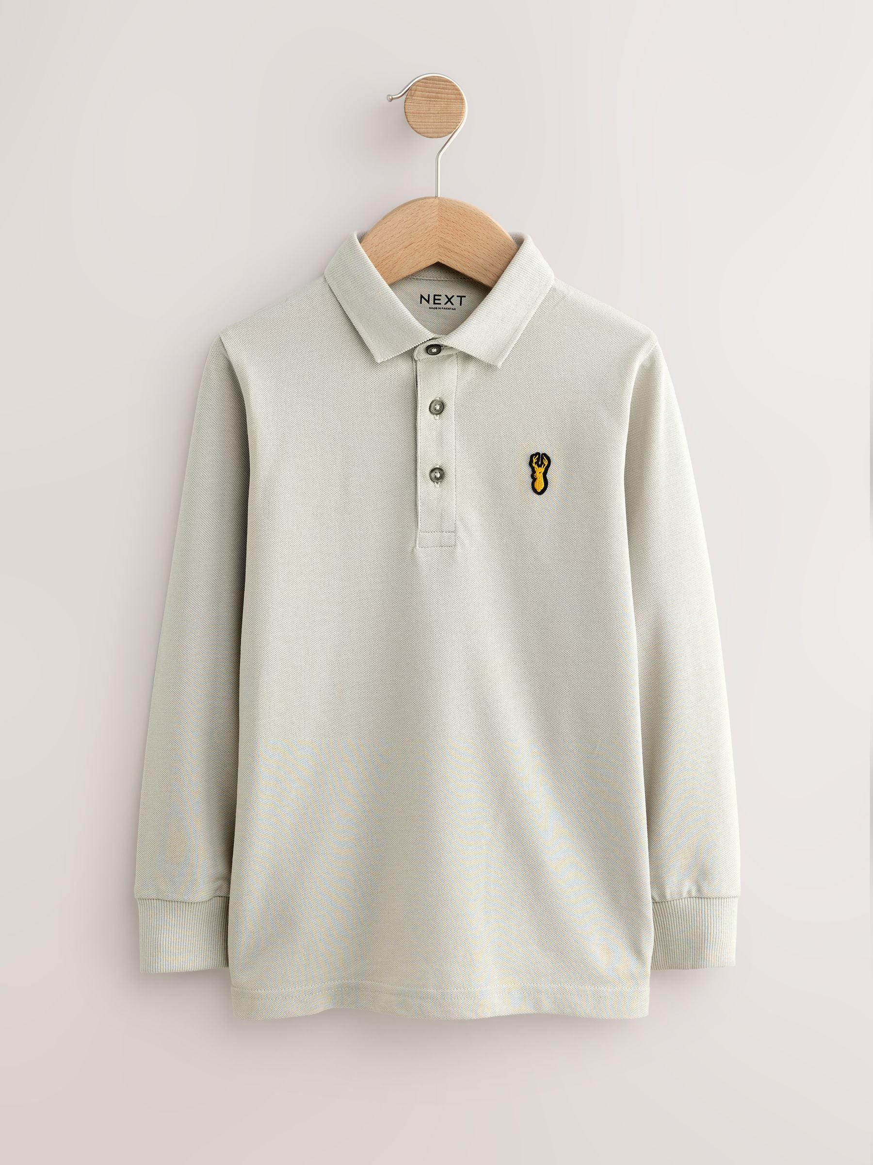 Dsiney Kidz - Khaki/Stone/Tan Long Sleeve Polo Shirts 3 Pack (3-16yrs) image 5