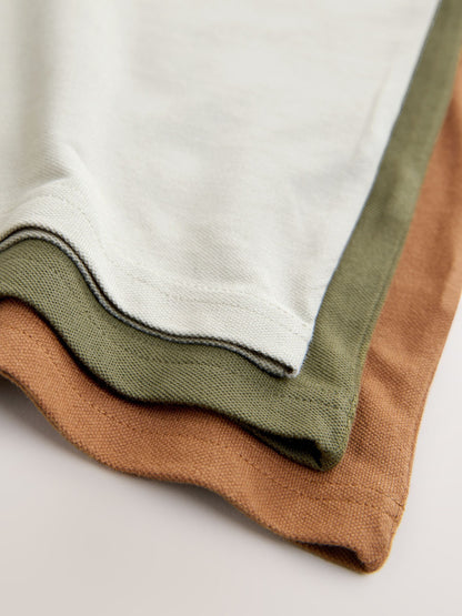 Dsiney Kidz - Khaki/Stone/Tan Long Sleeve Polo Shirts 3 Pack (3-16yrs) image 7