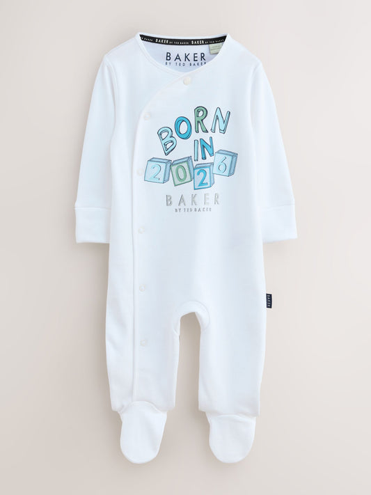 Baker by Ted Baker Born In 2026 White Sleepsuit image 1