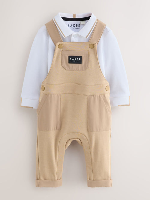 Baker by Ted Baker Stone Dungaree and Polo Shirt Set image 1