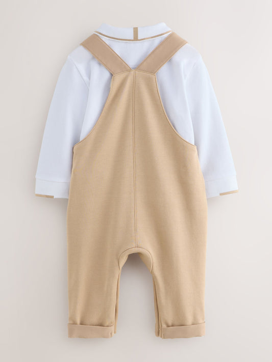Baker by Ted Baker Stone Dungaree and Polo Shirt Set image 3