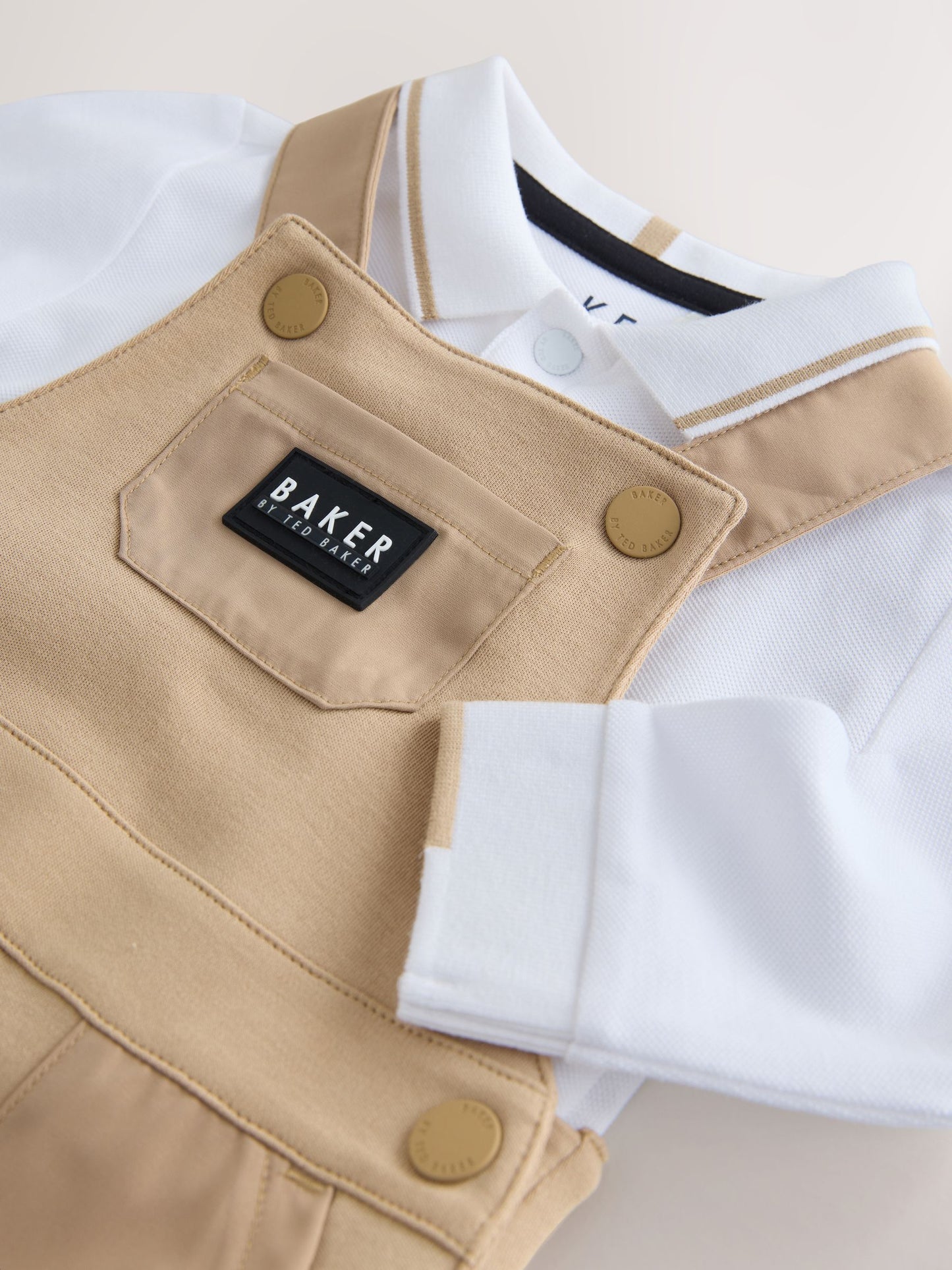 Baker by Ted Baker Stone Dungaree and Polo Shirt Set image 5