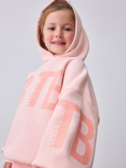 Baker by Ted Baker 2 Piece Oversized Pink Hoodie and Wide Leg Joggers Set