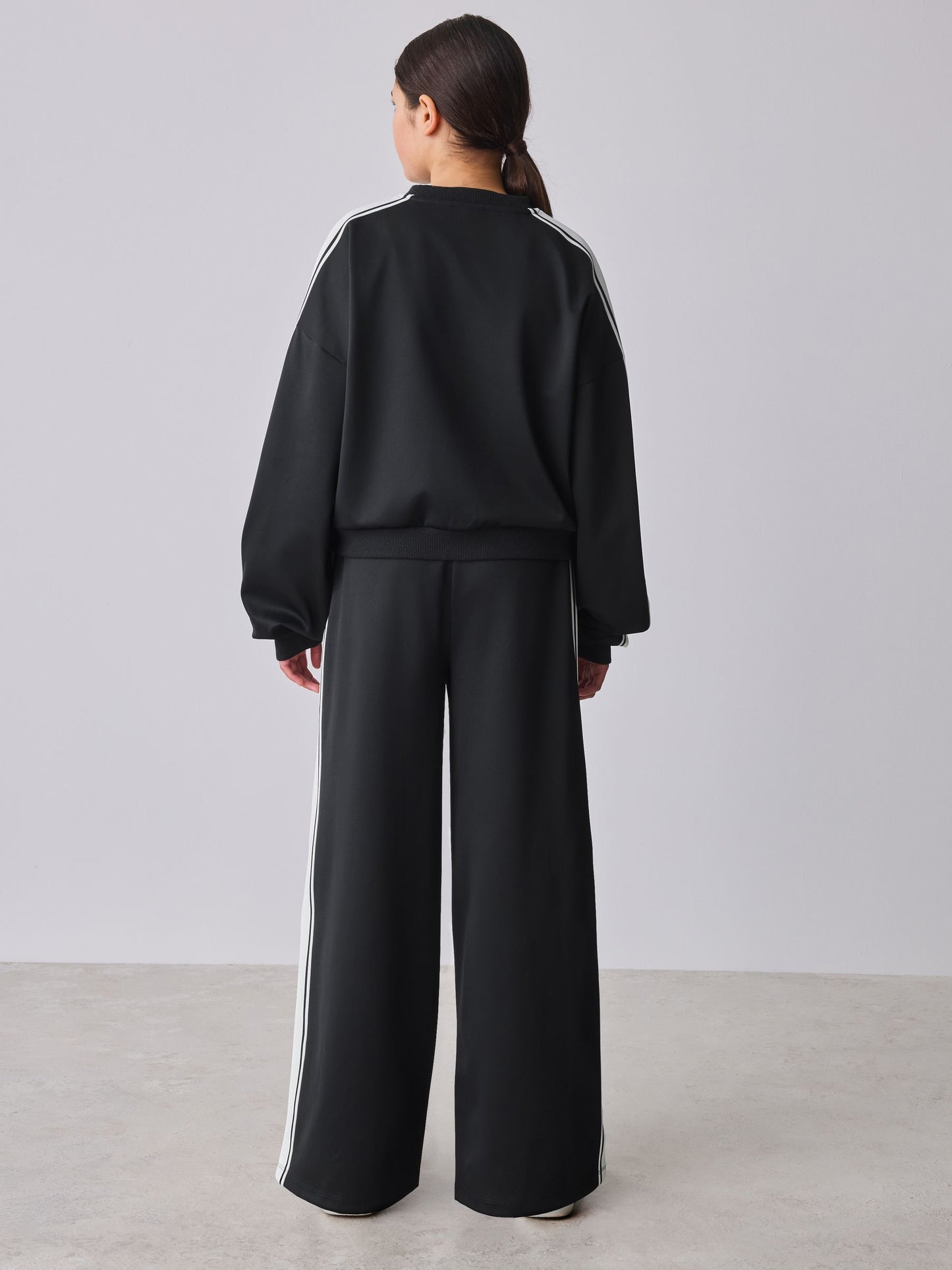 Baker by Ted Baker Contrast Track Zip-Through & Wide Leg Black Joggers Set image 3