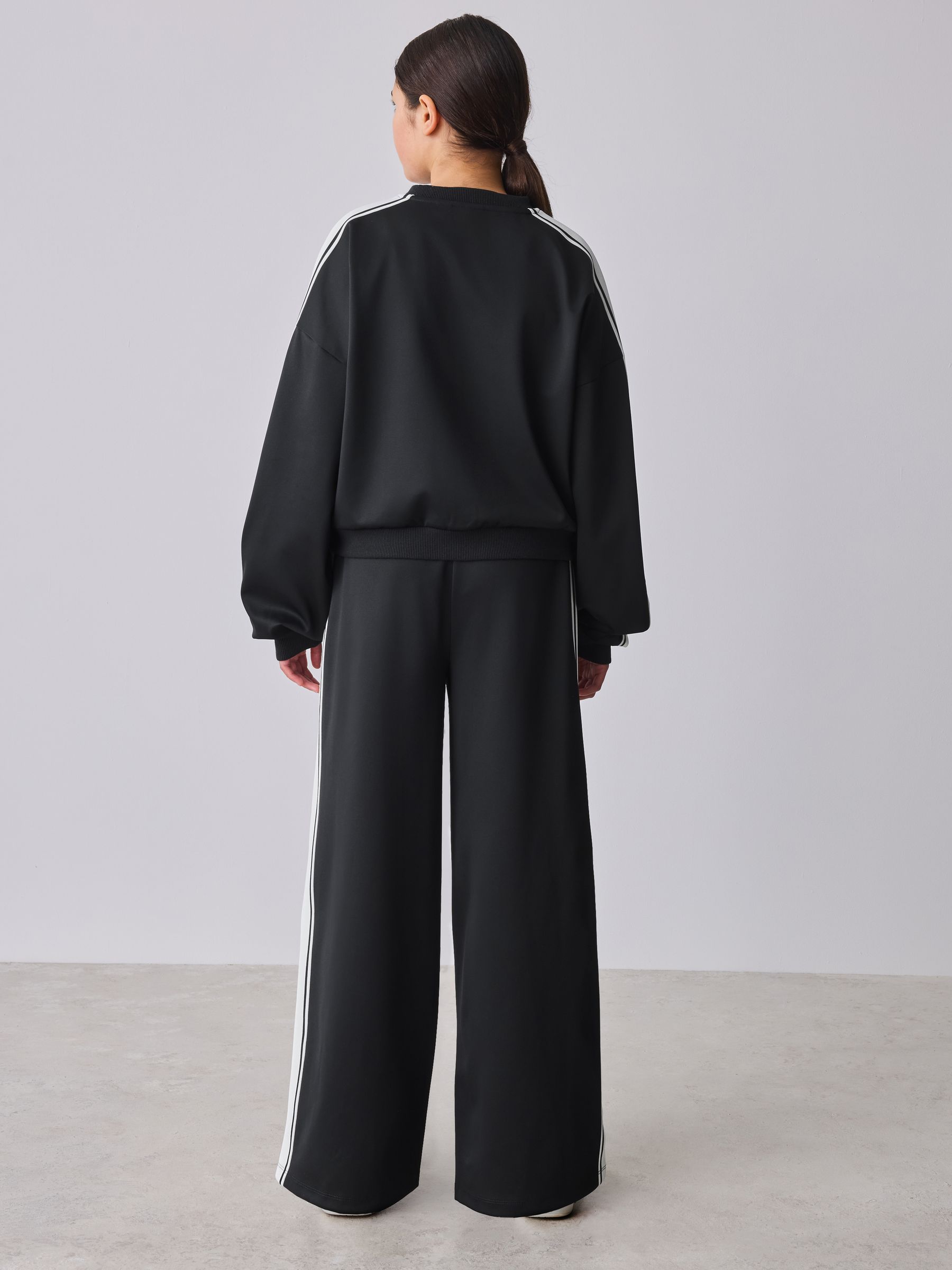 Baker by Ted Baker Contrast Track Zip-Through & Wide Leg Black Joggers Set image 3