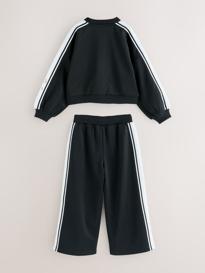 Baker by Ted Baker Contrast Track Zip-Through & Wide Leg Black Joggers Set image 7