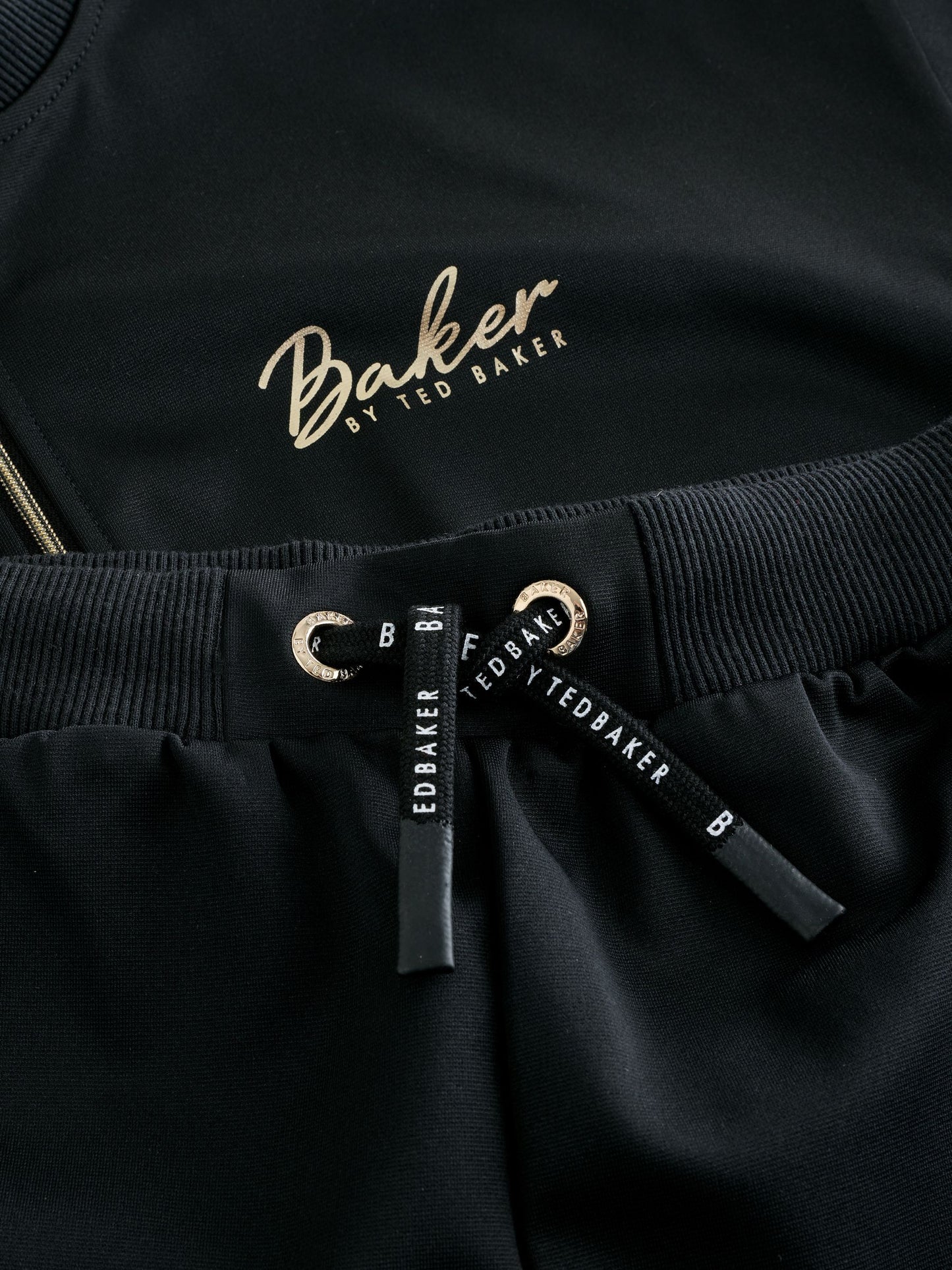 Baker by Ted Baker Contrast Track Zip-Through & Wide Leg Black Joggers Set image 8