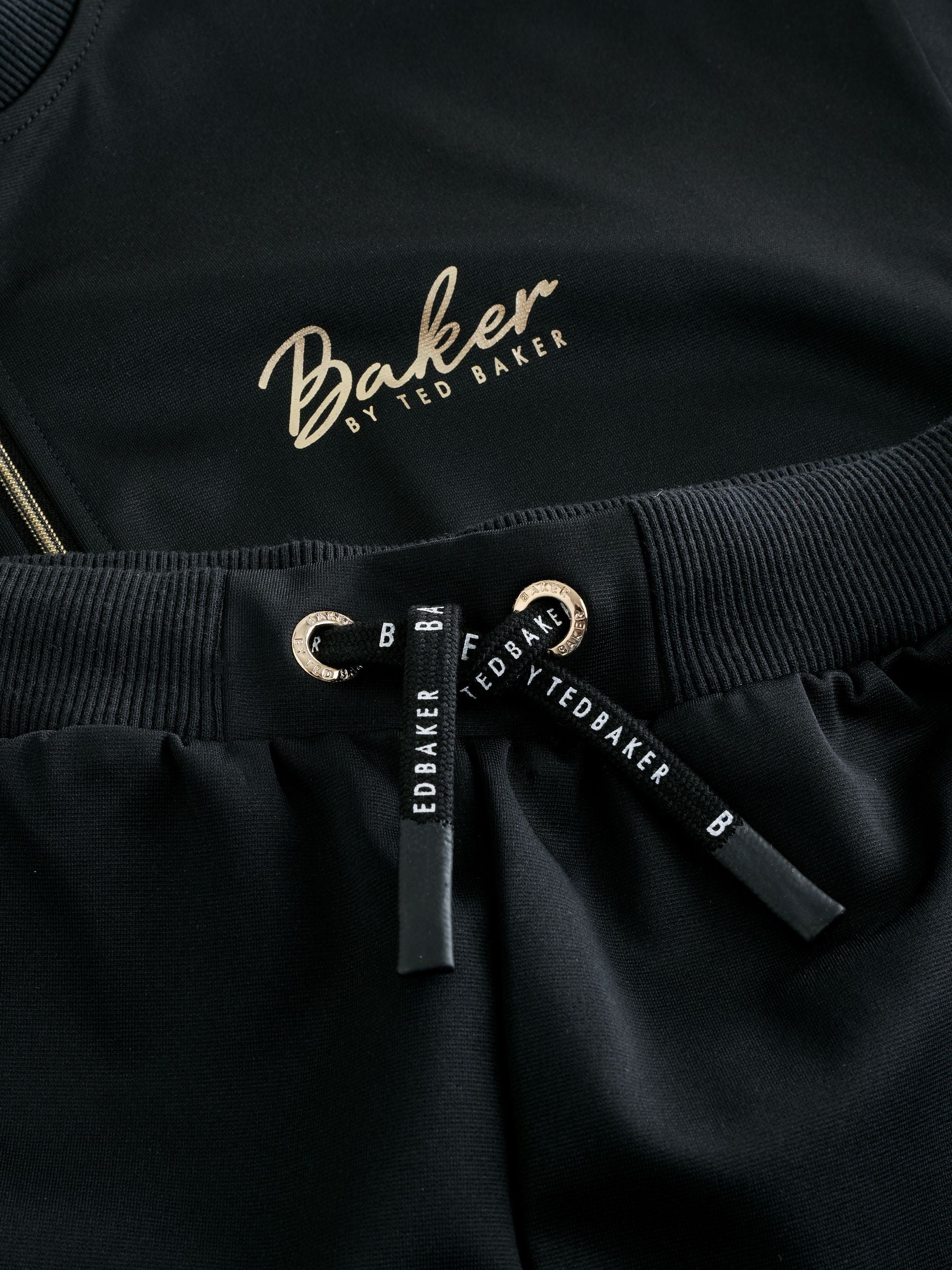 Baker by Ted Baker Contrast Track Zip-Through & Wide Leg Black Joggers Set image 8