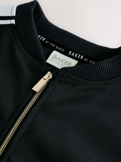 Baker by Ted Baker Contrast Track Zip-Through & Wide Leg Black Joggers Set image 9