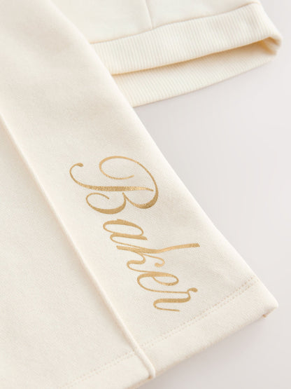 Baker by Ted Baker 2 Piece Cream Sweat & Pintuck Wide Leg Jogger Set image 4