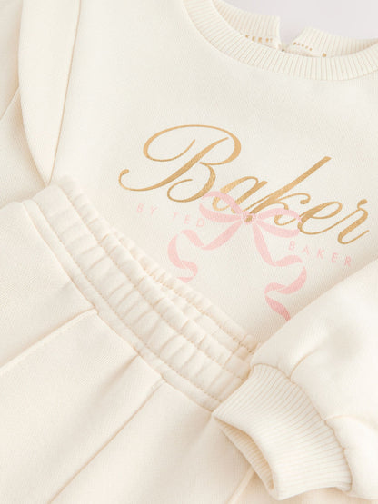 Baker by Ted Baker 2 Piece Cream Sweat & Pintuck Wide Leg Jogger Set image 6