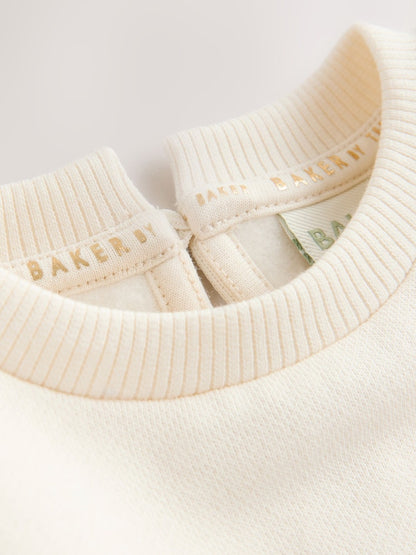 Baker by Ted Baker 2 Piece Cream Sweat & Pintuck Wide Leg Jogger Set