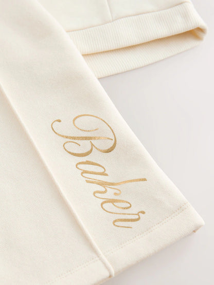 Baker by Ted Baker 2 Piece Cream Sweat & Pintuck Wide Leg Jogger Set