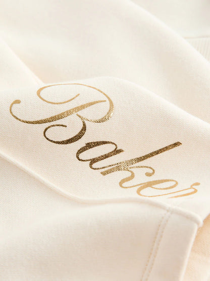 Baker by Ted Baker 2 Piece Cream Sweat & Pintuck Wide Leg Jogger Set