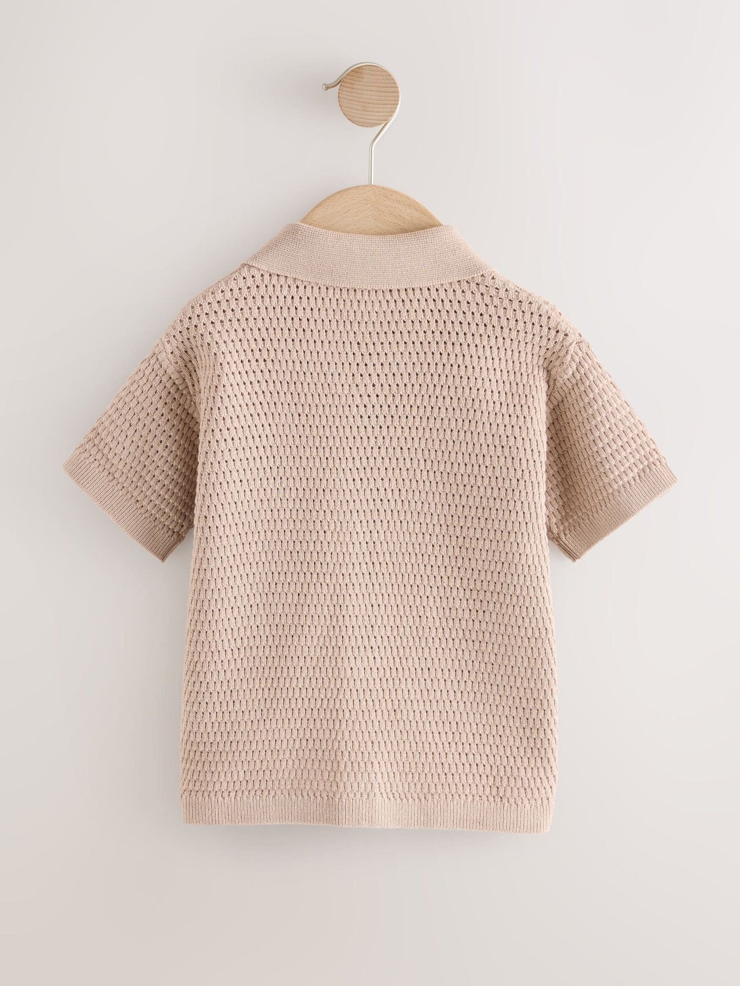Dsiney Kidz - Neutral Palms Textured Revere Collar Short Sleeve Knitted Polo Shirt (3mths-7yrs) image 2